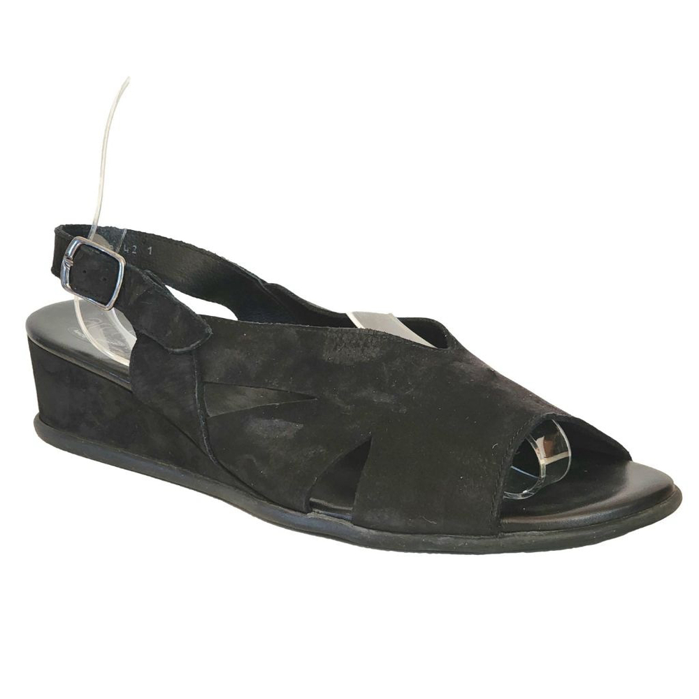 ARCHE Black Nubuck Leather Wedge Slingback Sandals Size 42 11